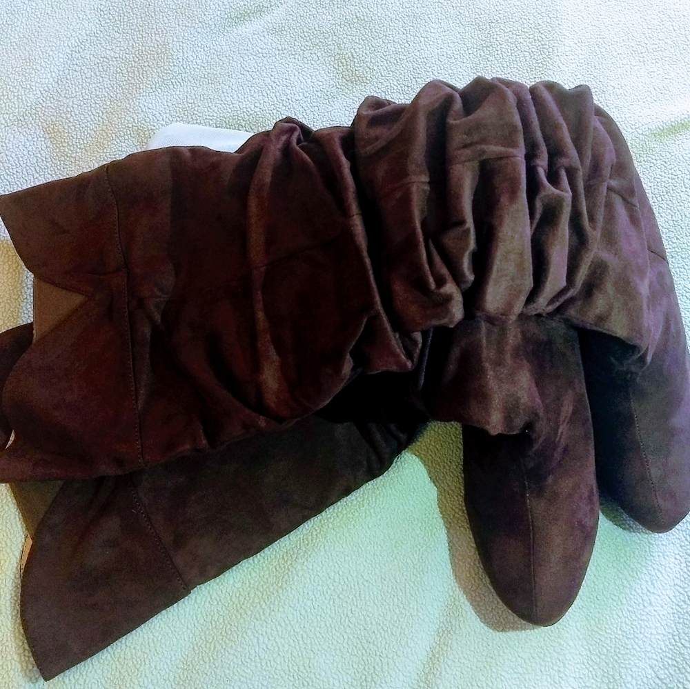 Boots - brown microfiber wedge